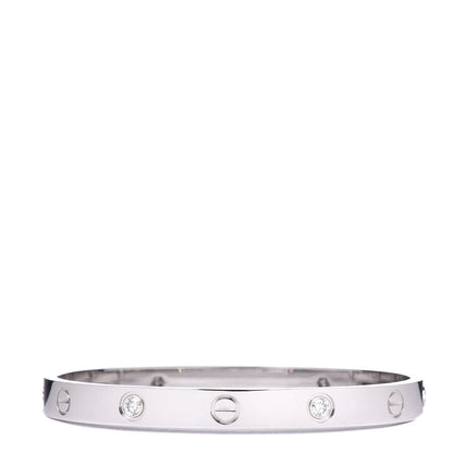 Cartier 18K White Gold 4 Diamond LOVE Bracelet 17 3 of 7