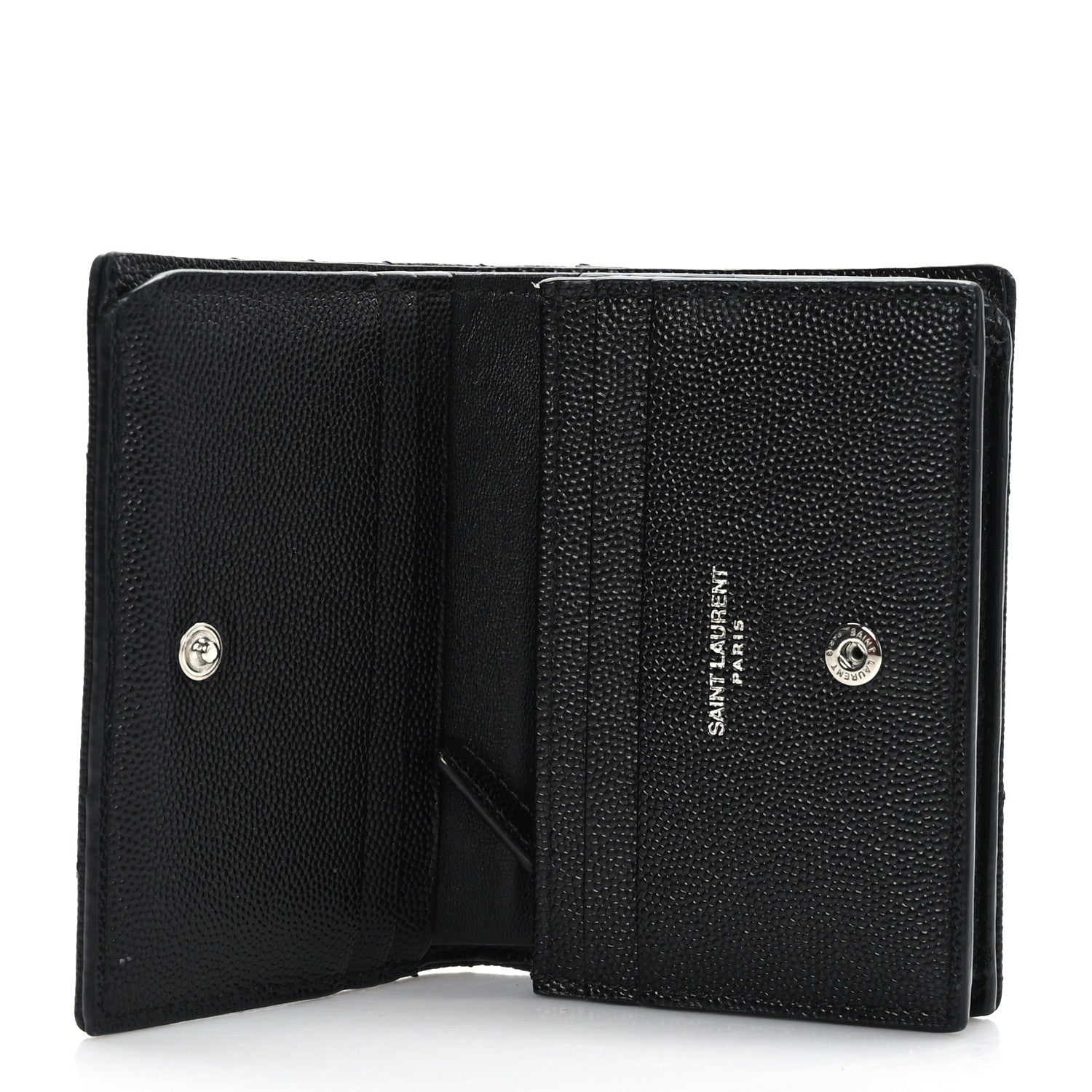 Saint Laurent Grain De Poudre Matelasse Chevron Monogram Card Case Black 5 of 7