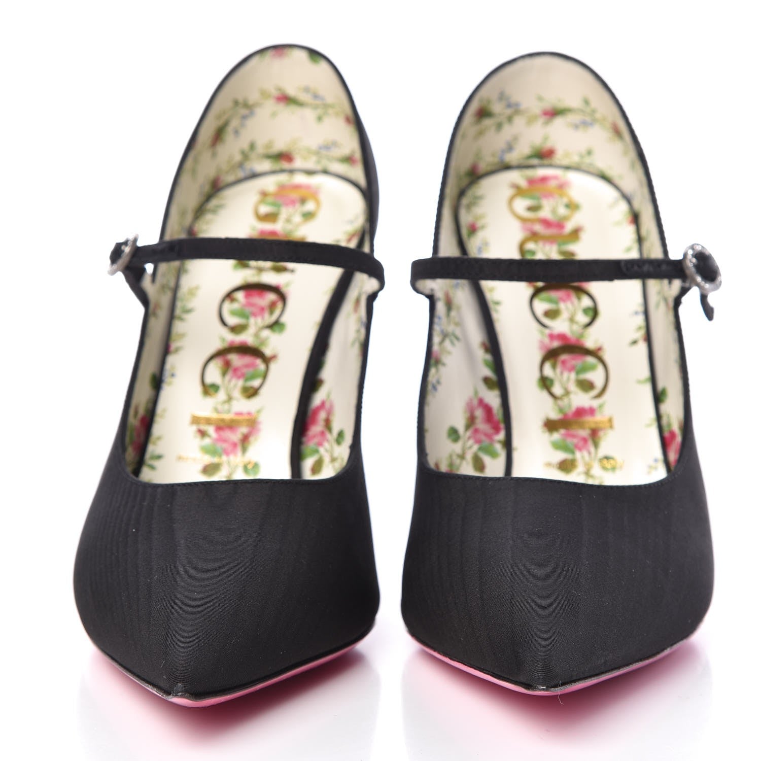 Gucci Moire Fabric Virginia Mary Jane Pumps 39.5 Black 2 of 9