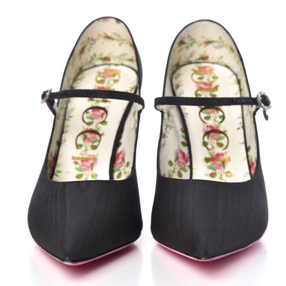 Gucci Moire Fabric Virginia Mary Jane Pumps 39.5 Black 2 of 9