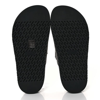 Hermes Calfskin Womens Chypre Sandals 37.5 Black 5 of 9