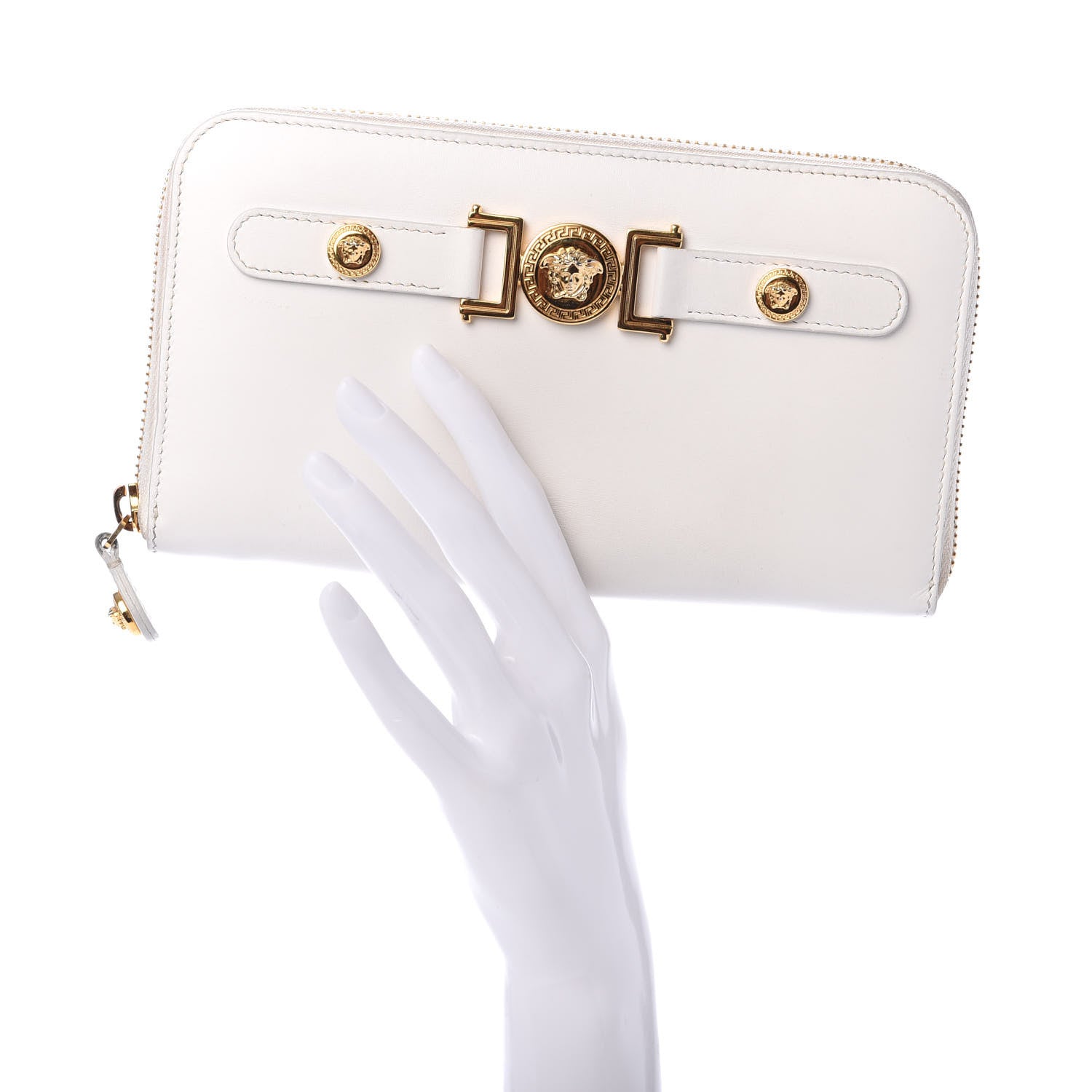 Versace Calfskin Tribute Zip Around Wallet White 2 of 6