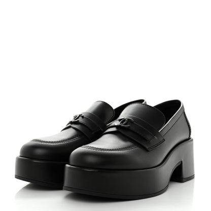 Chanel Calfskin CC Platform Loafers 38 Black 3 of 9