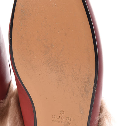 Gucci Betis Glamour Calfskin Fur Princetown Slippers 40.5 Hibiscus Red Naturale 11 of 12