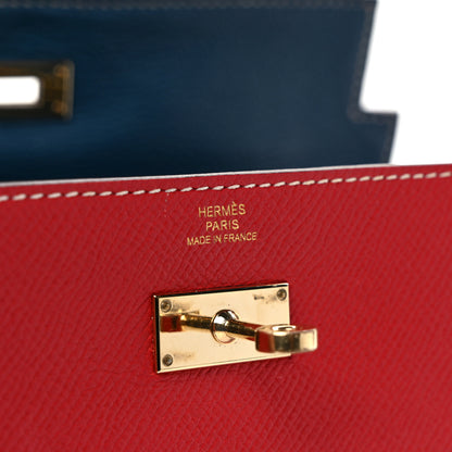 Hermes Epsom Verso Kelly Longue Wallet Rouge Casaque Bleu Thalassa 6 of 11