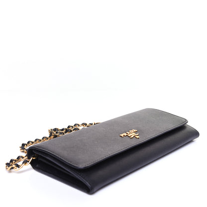 Prada Saffiano Metal Oro Chain Wallet Black 4 of 13