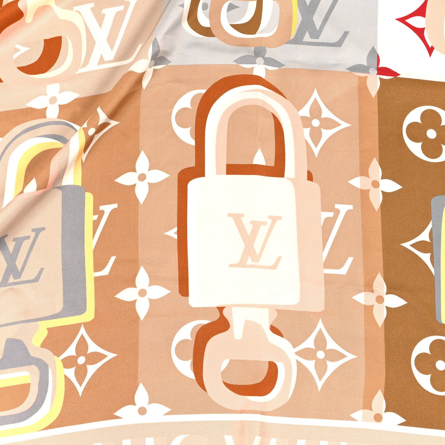 Louis Vuitton Silk LV Unlocked Square 90 Scarf Beige 2 of 4