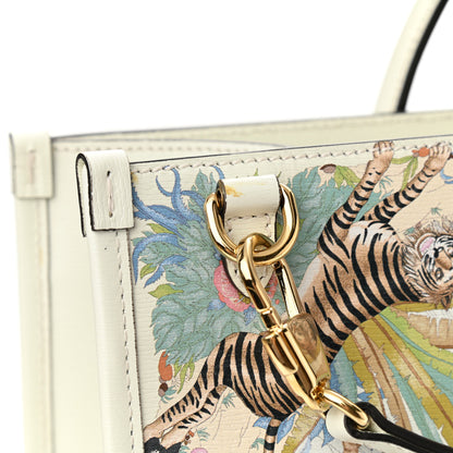 Gucci New Shangai Calfskin Tiger Savanah Textured Calfskin Medium Tote Chalky White Multicolor 11 of 11