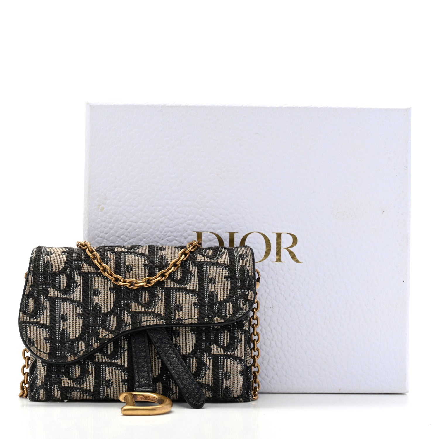 Christian Dior Oblique Nano Saddle Chain Pouch Blue 8 of 8