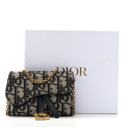 Christian Dior Oblique Nano Saddle Chain Pouch Blue 8 of 8