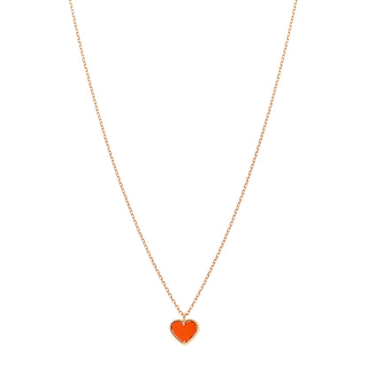 Van Cleef & Arpels 18K Rose Gold Carnelian Sweet Alhambra Heart Pendant Necklace 1 of 6