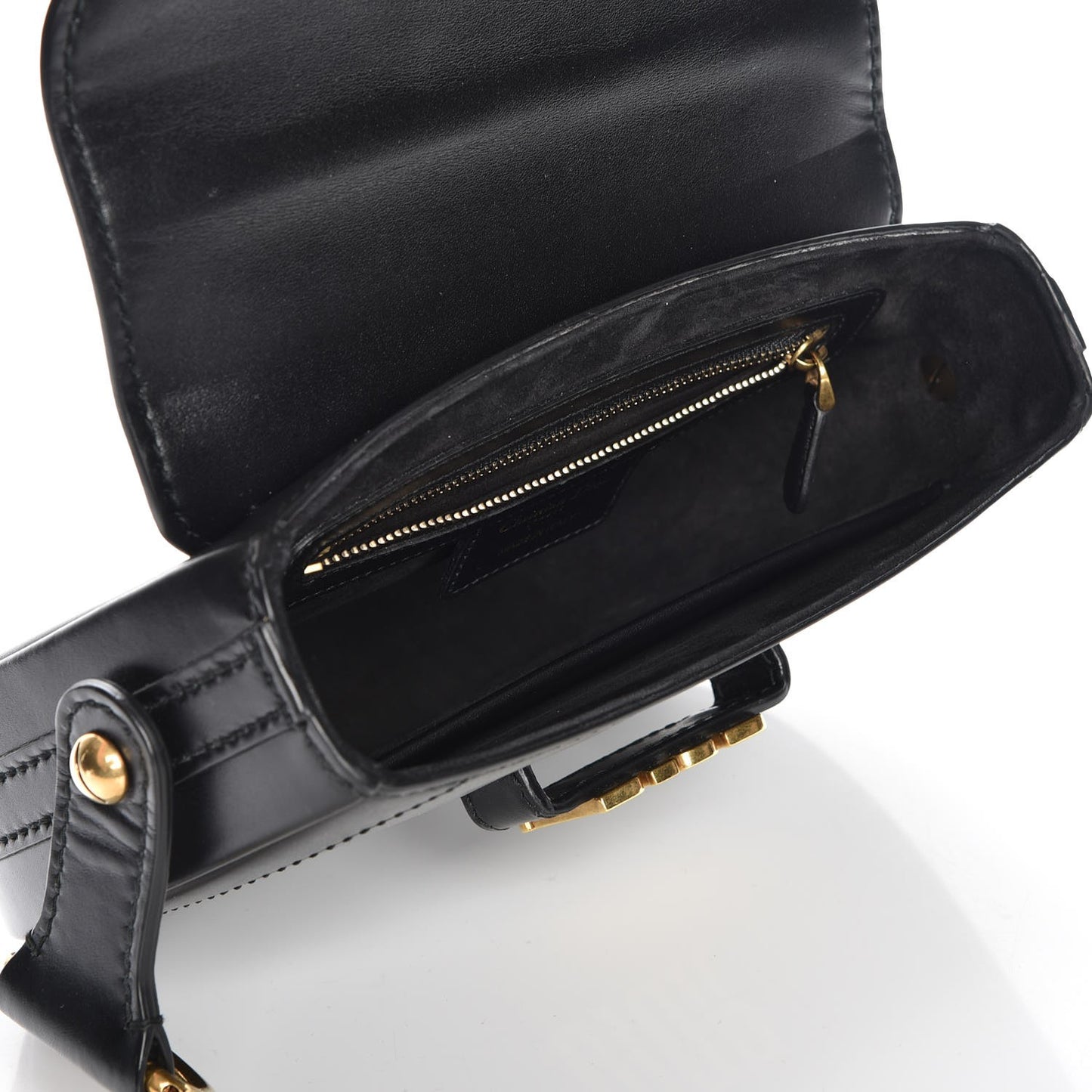 Calfskin D Fence Saddle Bag Black