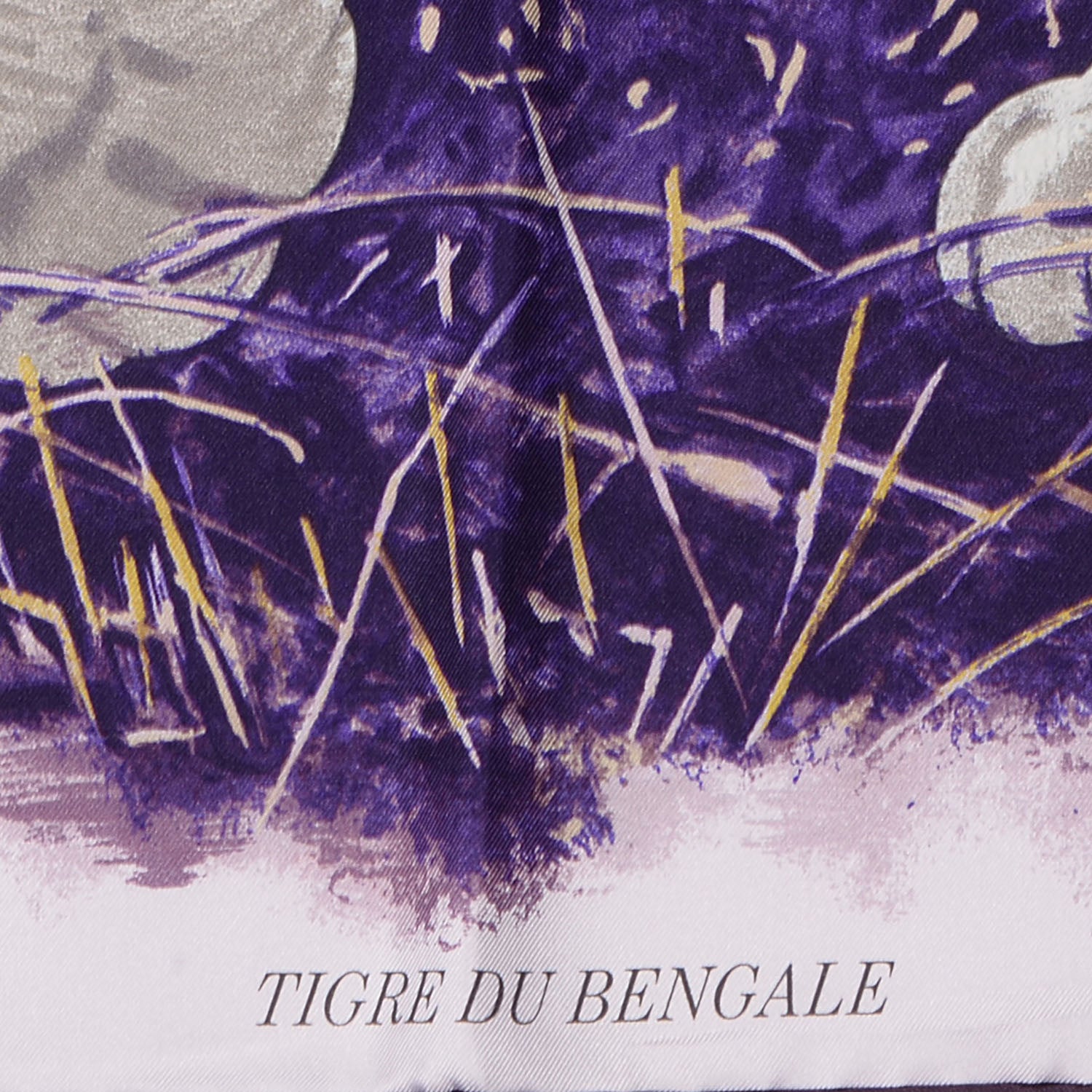 Hermes Silk Tigre du Bengale Scarf 90 Violet Gris Noir 4 of 6