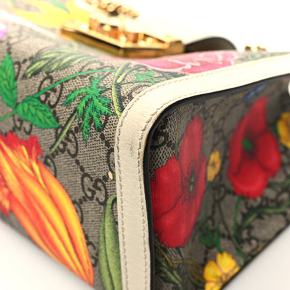 Gucci GG Supreme Monogram Flora Textured Calfskin Small Padlock Tote Beige Ebony Multicolor Mystic White 9 of 13