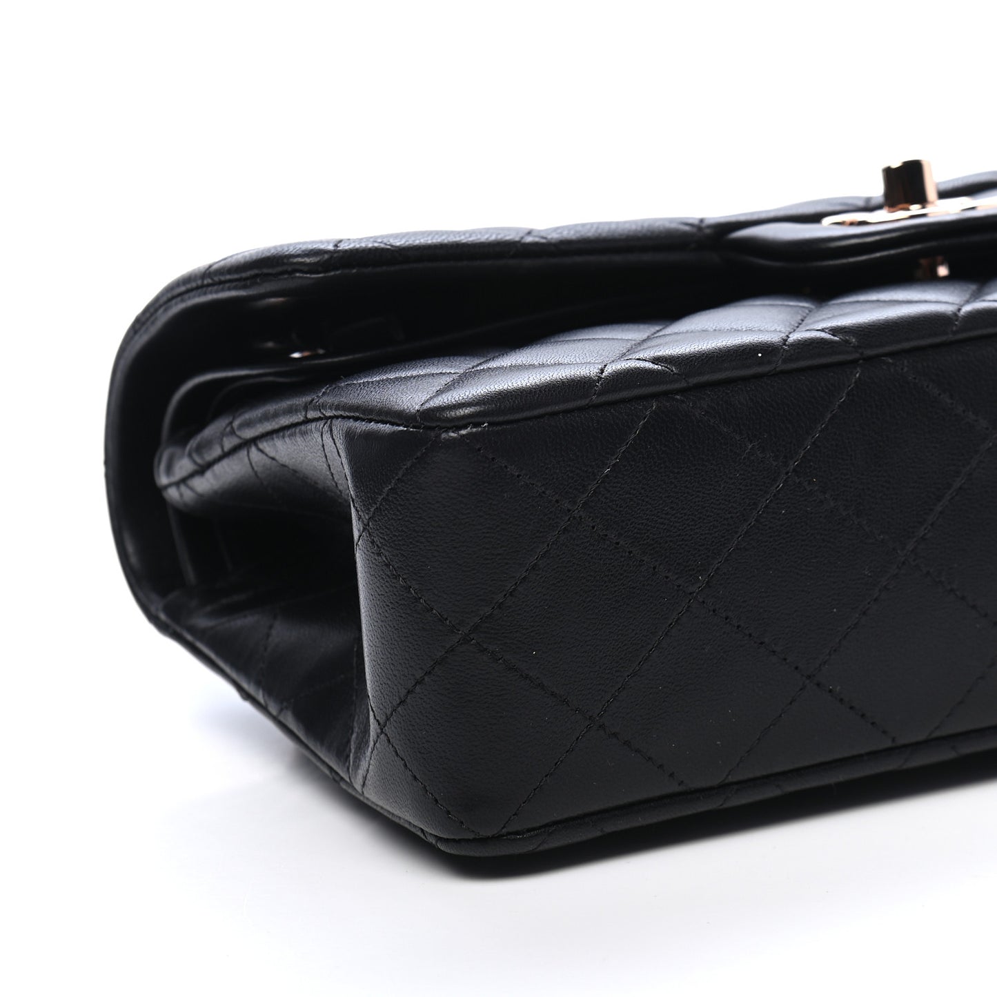 Lambskin Quilted Small Double Flap Black