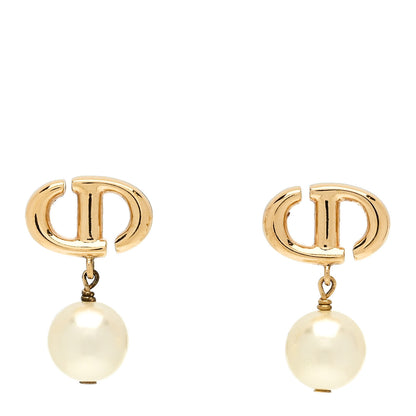 Christian Dior Pearl CD Earrings Gold 1 of 4