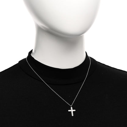 Tiffany Sterling Silver Concave Cross Pendant Necklace 2 of 4