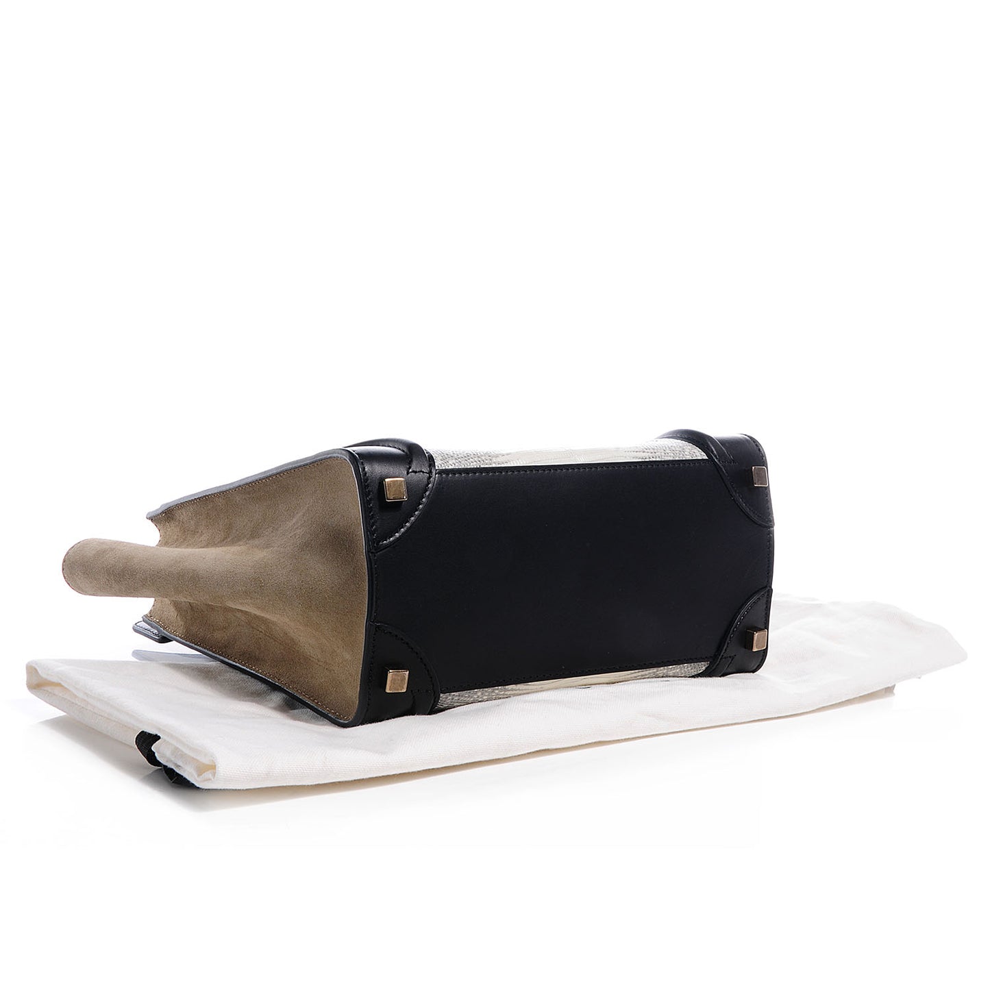 Calfskin Suede Lizard Micro Tri-Color Luggage Taupe