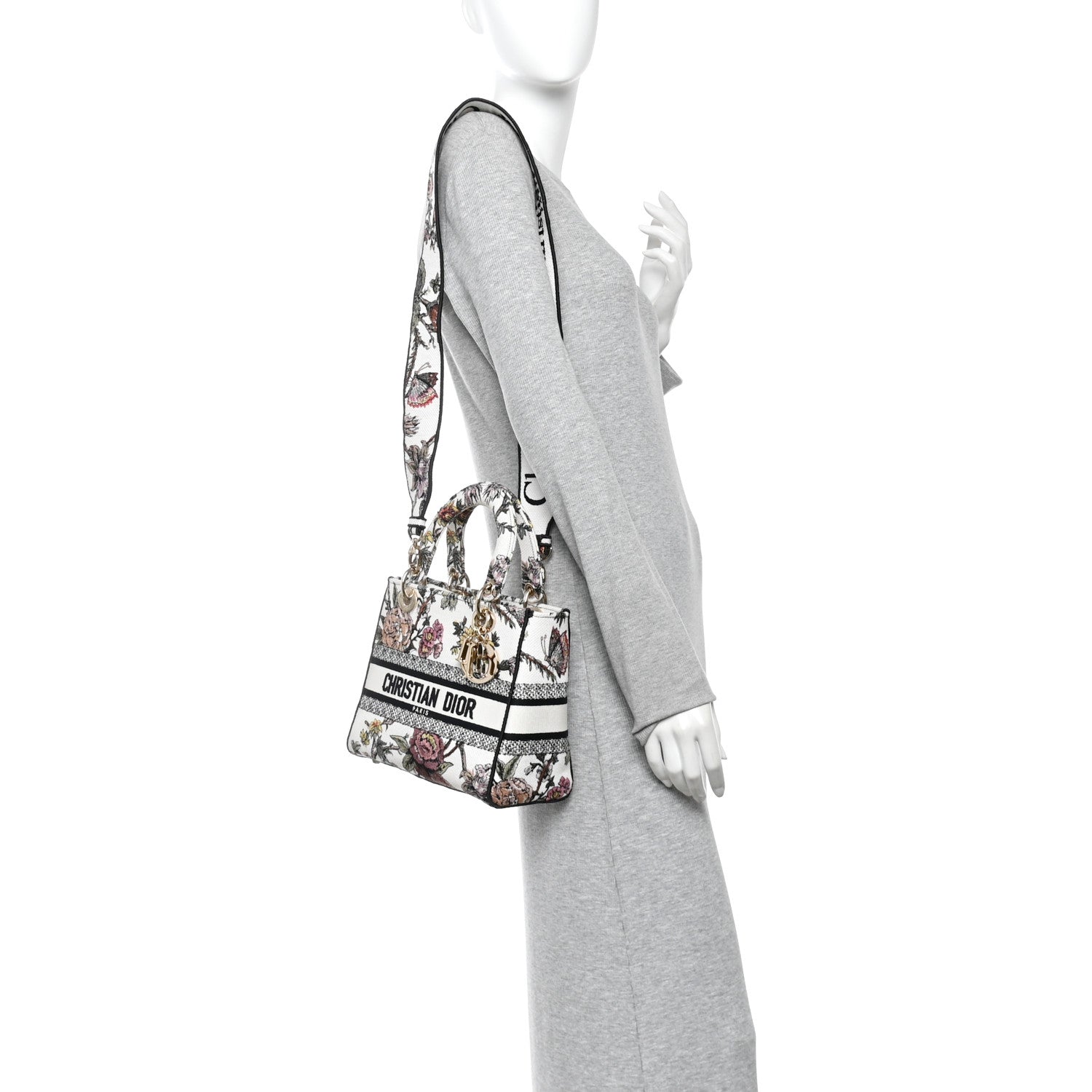 Christian Dior Canvas Embroidered Jardin Botanique Medium Lady D-Lite White Multicolor 2 of 12