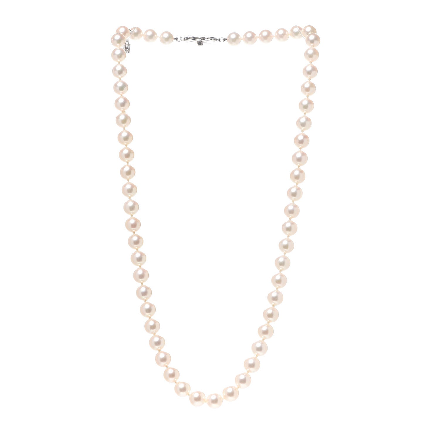 Mikimoto 18K White Gold Diamond Akoya Pearl 7-7.5mm Strand Necklace 16" 3 of 5