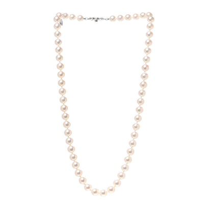 Mikimoto 18K White Gold Diamond Akoya Pearl 7-7.5mm Strand Necklace 16" 3 of 5