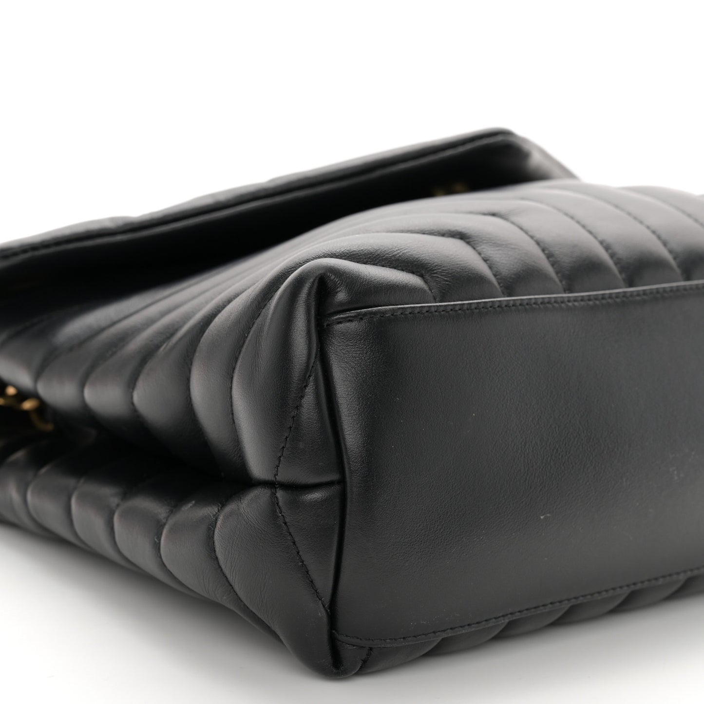 Calfskin Y Quilted Monogram Medium Loulou Chain Satchel Black