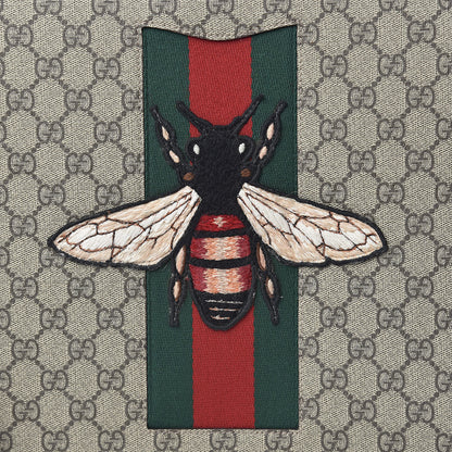 Gucci GG Supreme Monogram Web Animalier Bee Embroidered Medium Documents Holder Beige New Acero 10 of 16