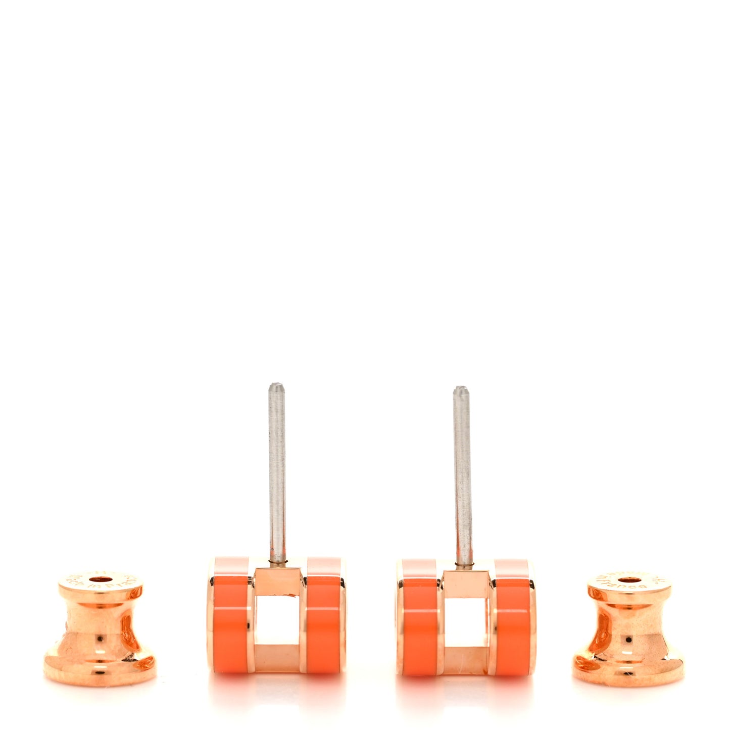Rose Gold Lacquered Mini Pop H Earrings Orange Soie