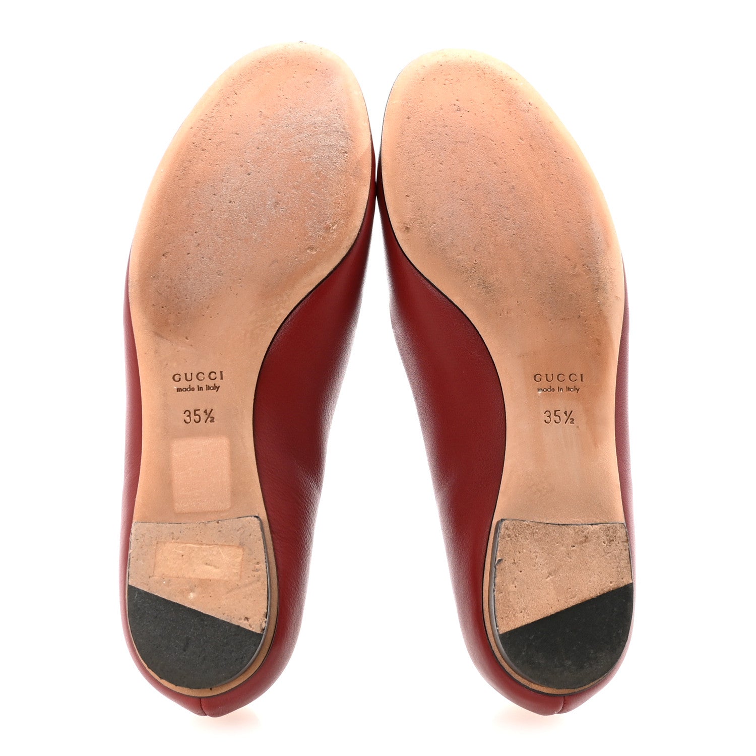 Gucci Calfskin Horsebit Ballerina Flats 35.5 Red 6 of 9