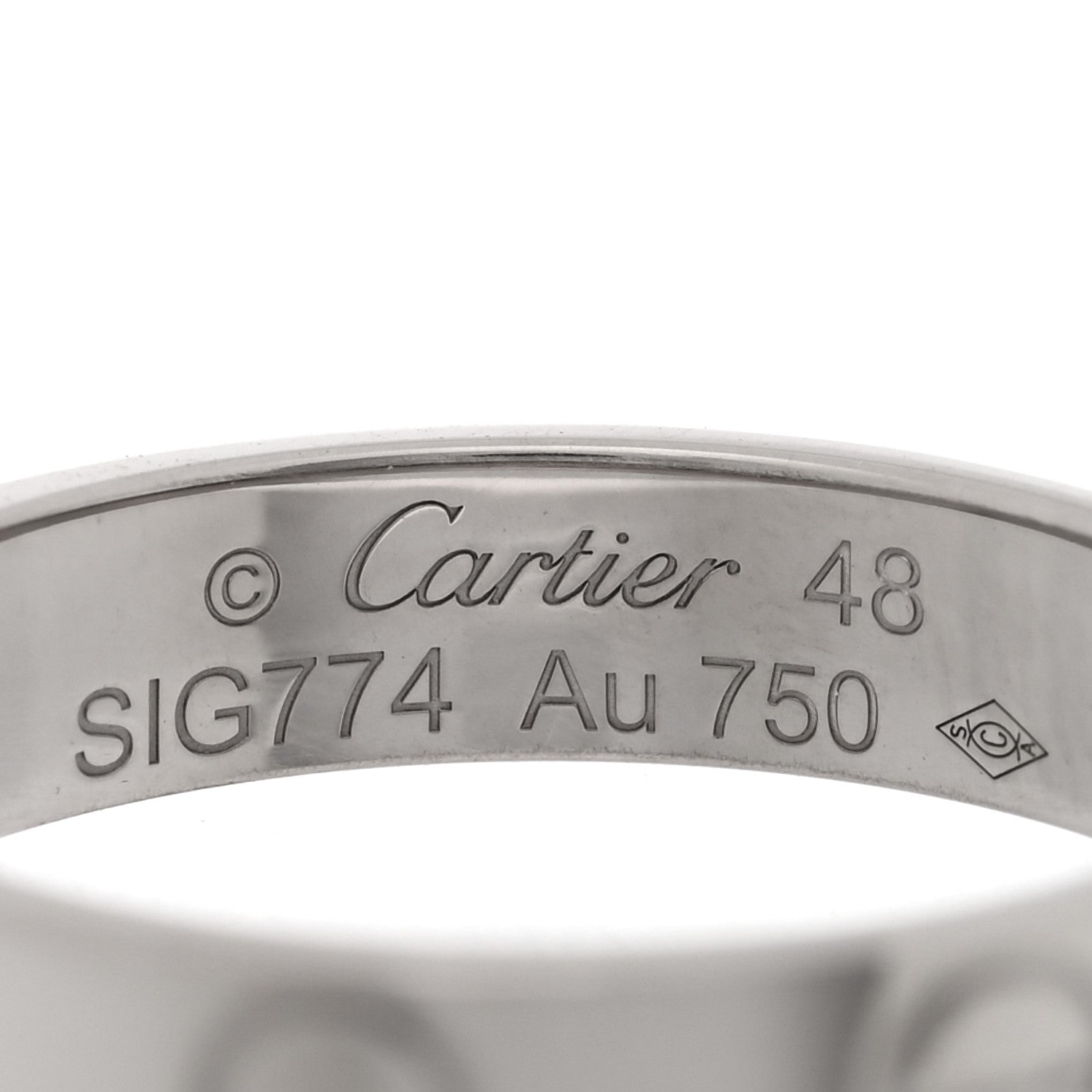 Cartier 18K White Gold 3.5mm LOVE Wedding Band Ring 48 4.5 5 of 5