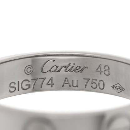 Cartier 18K White Gold 3.5mm LOVE Wedding Band Ring 48 4.5 5 of 5