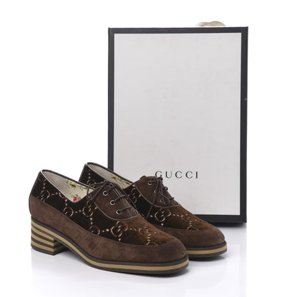 Gucci Velvet GG Monogram Thompson Derby Loafers 40 Vintage Cocoa Brown 9 of 9
