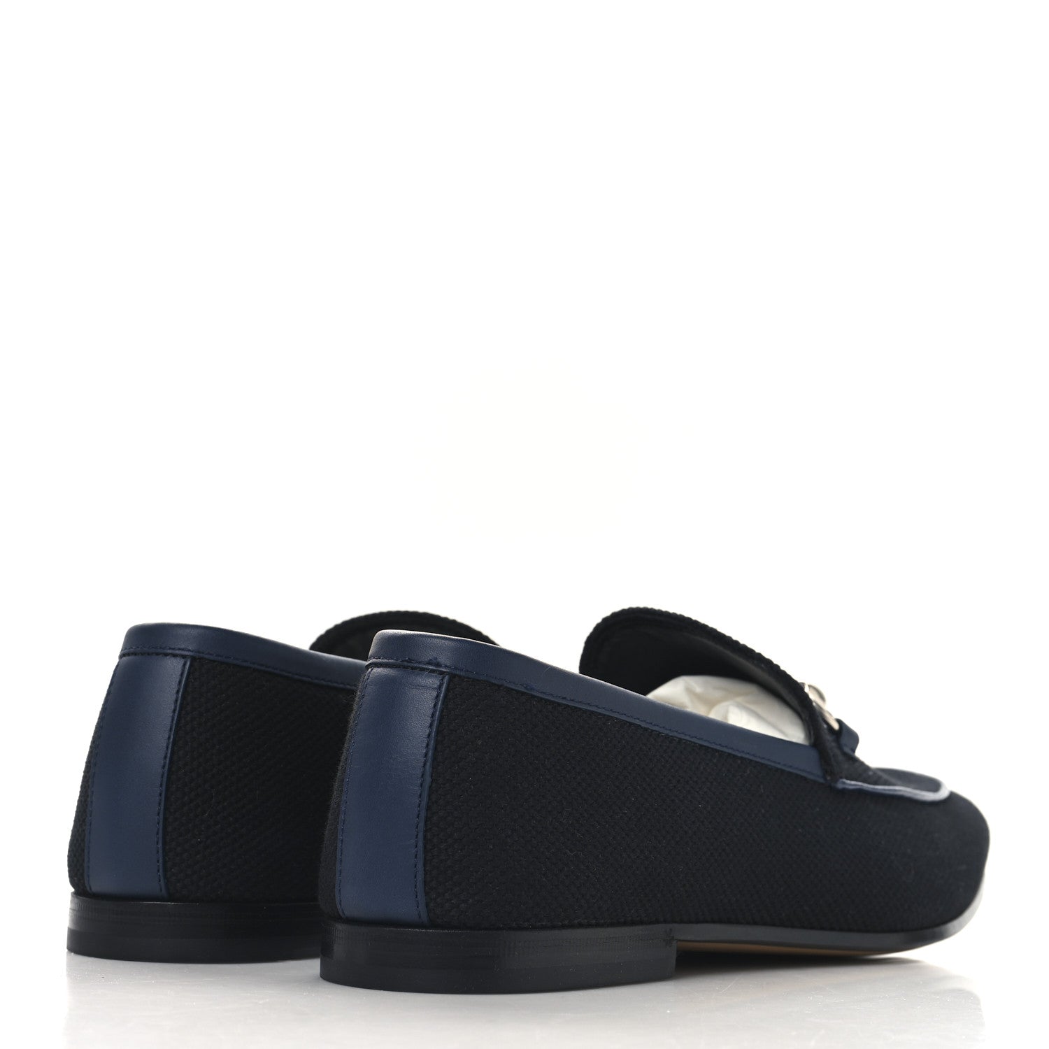 Gucci Canvas Horsebit Mens Jordaan Loafers 9 Black Blue Agata 5 of 11