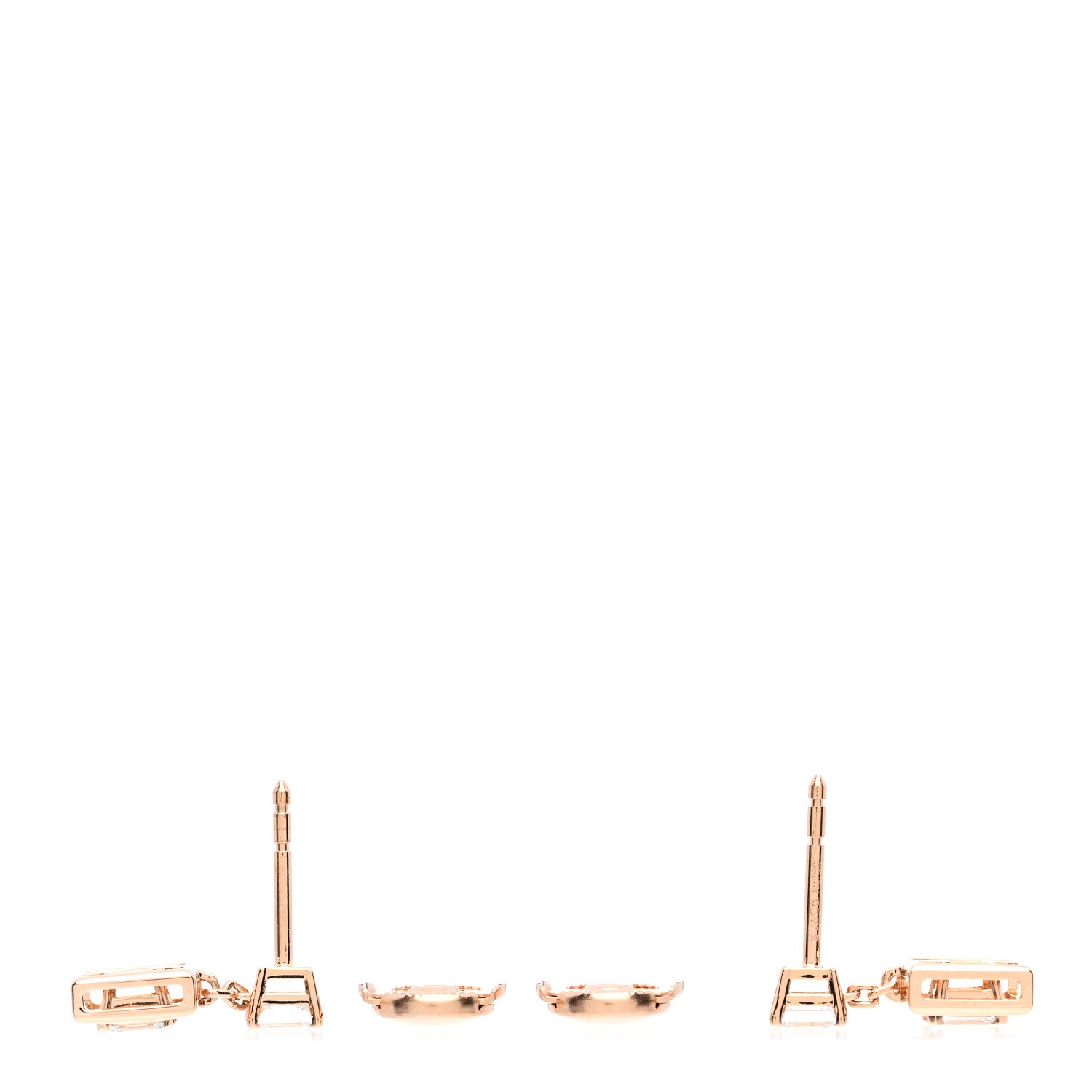 Tiffany 18K Rose Gold Diamond Jewel Box Drop Earrings 3 of 5