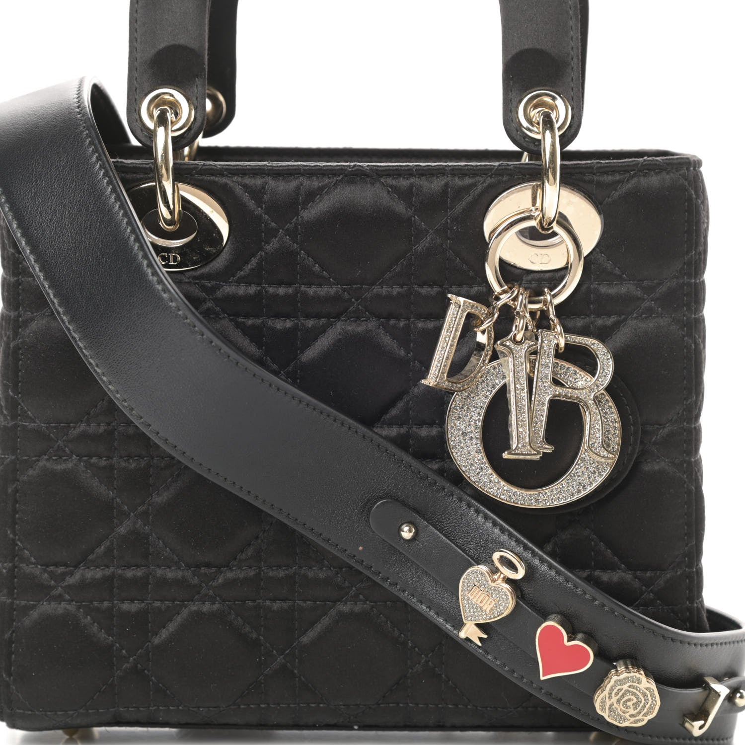 Christian Dior Satin Swarovski Crystal Cannage My ABC Lady Dior Black 8 of 11