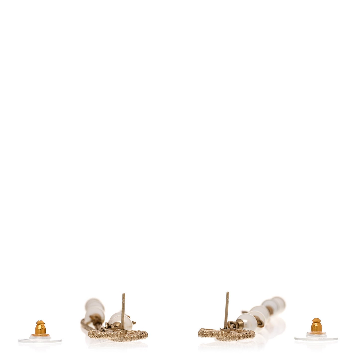 Pearl CC Multi Chain Drop Earrings Gold