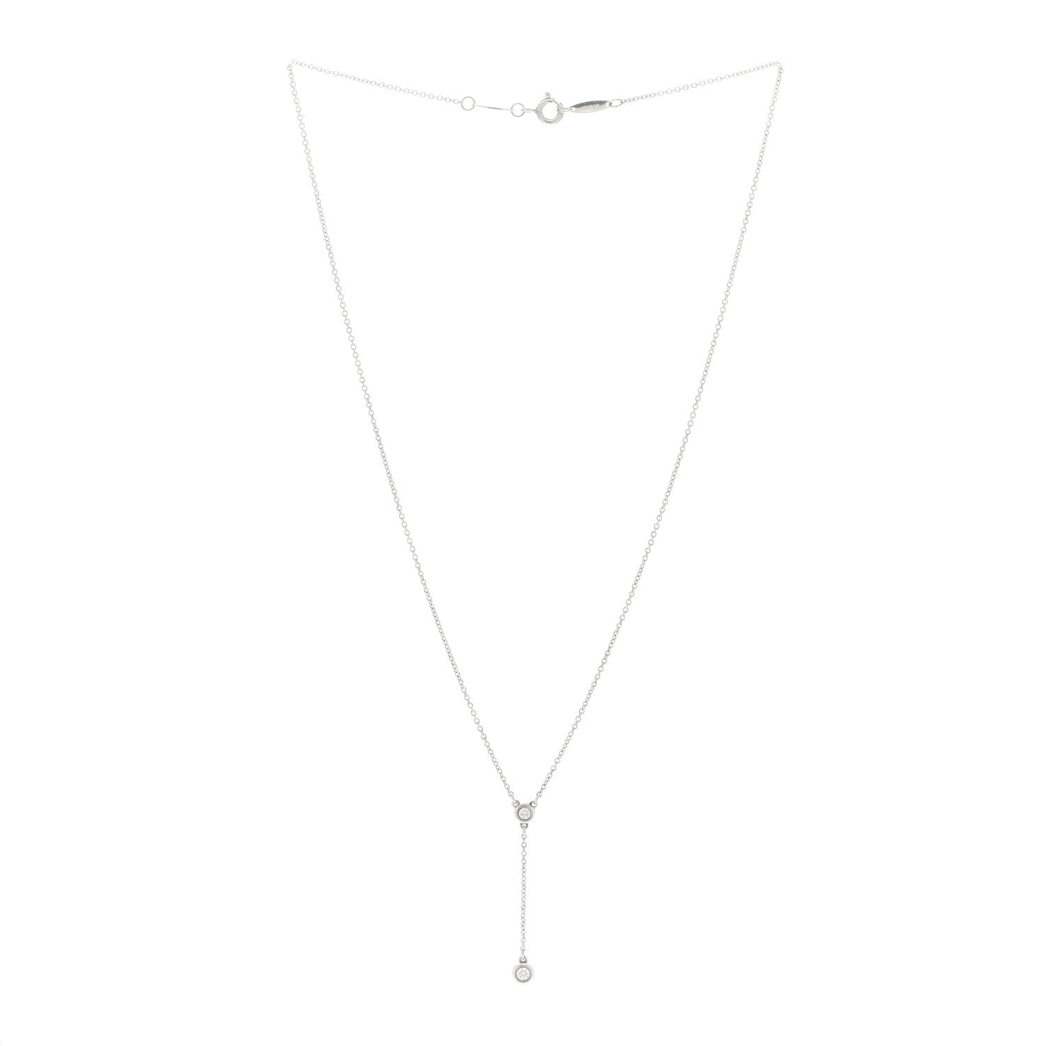 Tiffany Sterling Silver Diamond Elsa Peretti Diamonds by the Yard Y Drop Pendant Necklace 2 of 3