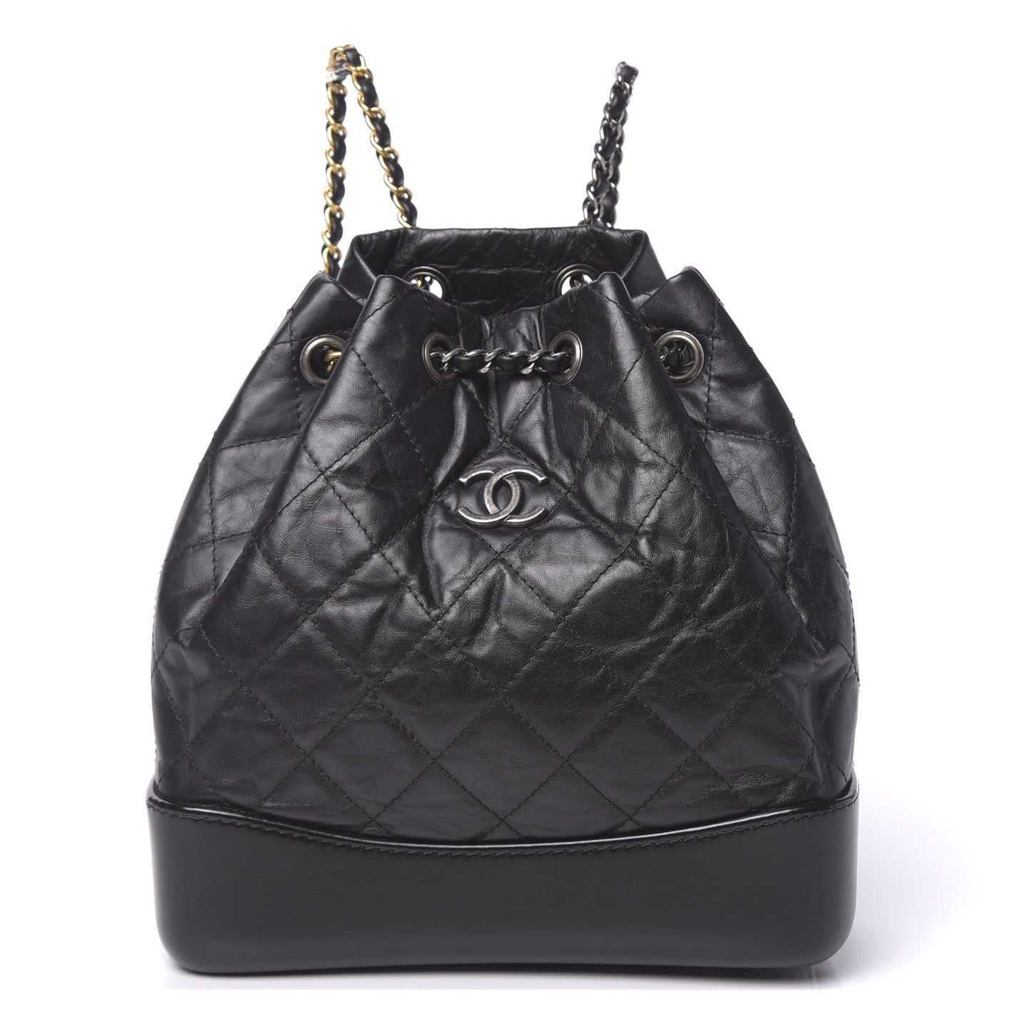 Aged Calfskin Quilted Small Gabrielle Backpack Black