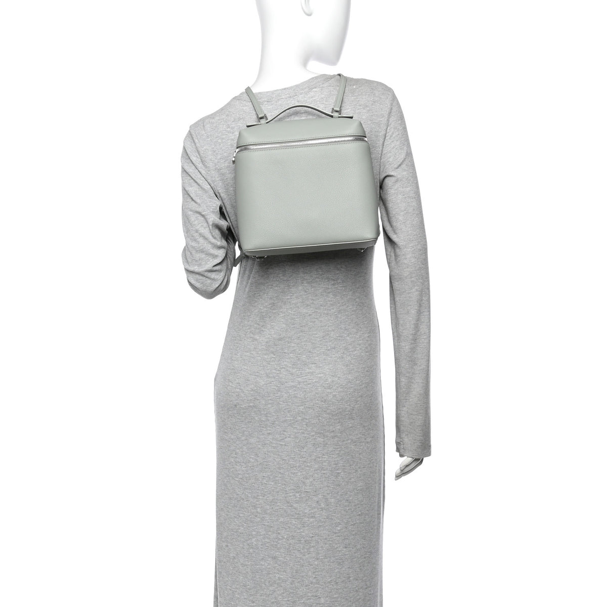 Loro Piana Grained Calfskin Extra Pocket L23.5 Backpack Eucalyptus 3 of 17