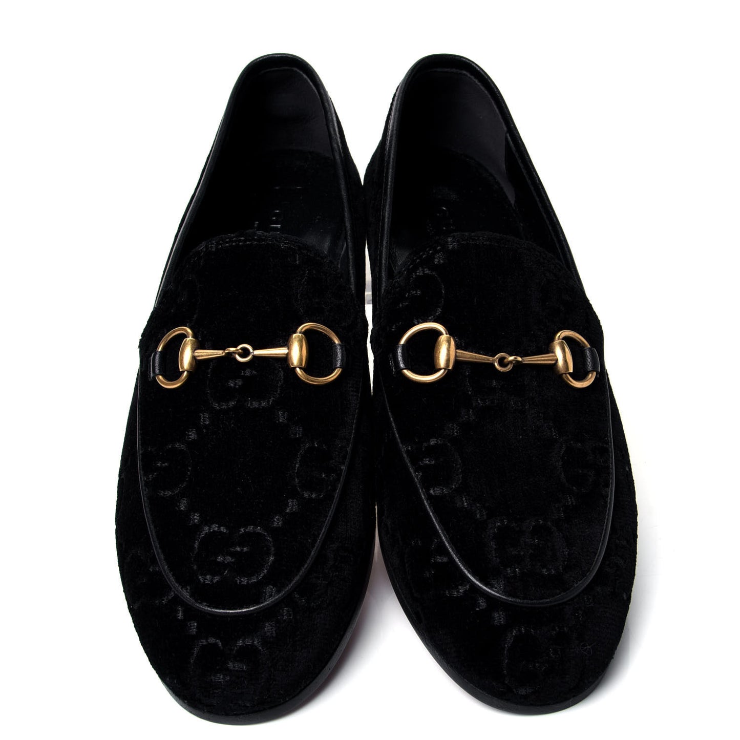Velvet GG Monogram Horsebit Womens Jordaan Loafers 36 Black