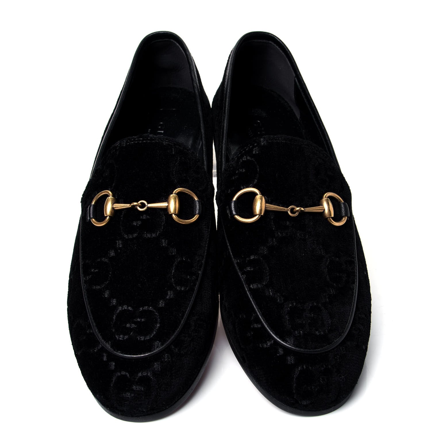Gucci Velvet GG Monogram Horsebit Womens Jordaan Loafers 36 Black 5 of 10