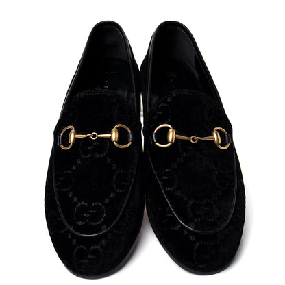Gucci Velvet GG Monogram Horsebit Womens Jordaan Loafers 36 Black 5 of 10