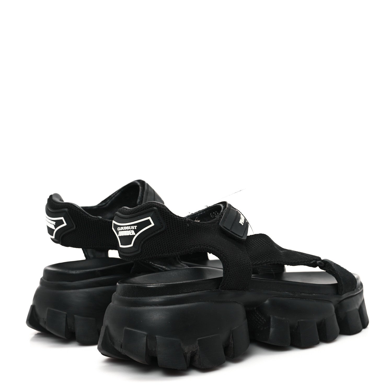 Prada Rubber Nylon Velcro Womens Cloudbust Thunder 50mm Sandals 37 Black 5 of 9