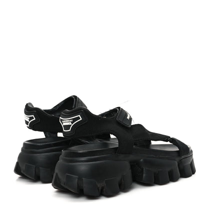 Prada Rubber Nylon Velcro Womens Cloudbust Thunder 50mm Sandals 37 Black 5 of 9