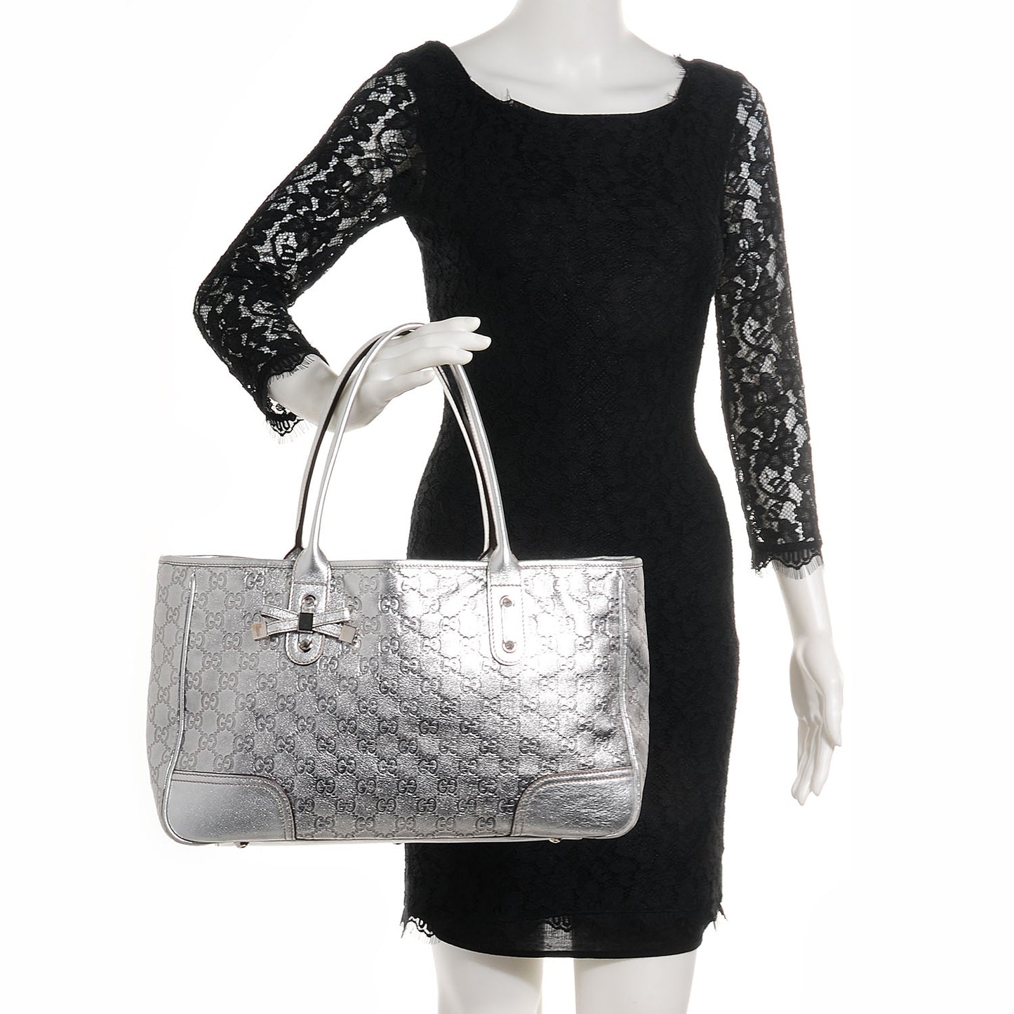 Guccissima Medium Princy Tote Silver