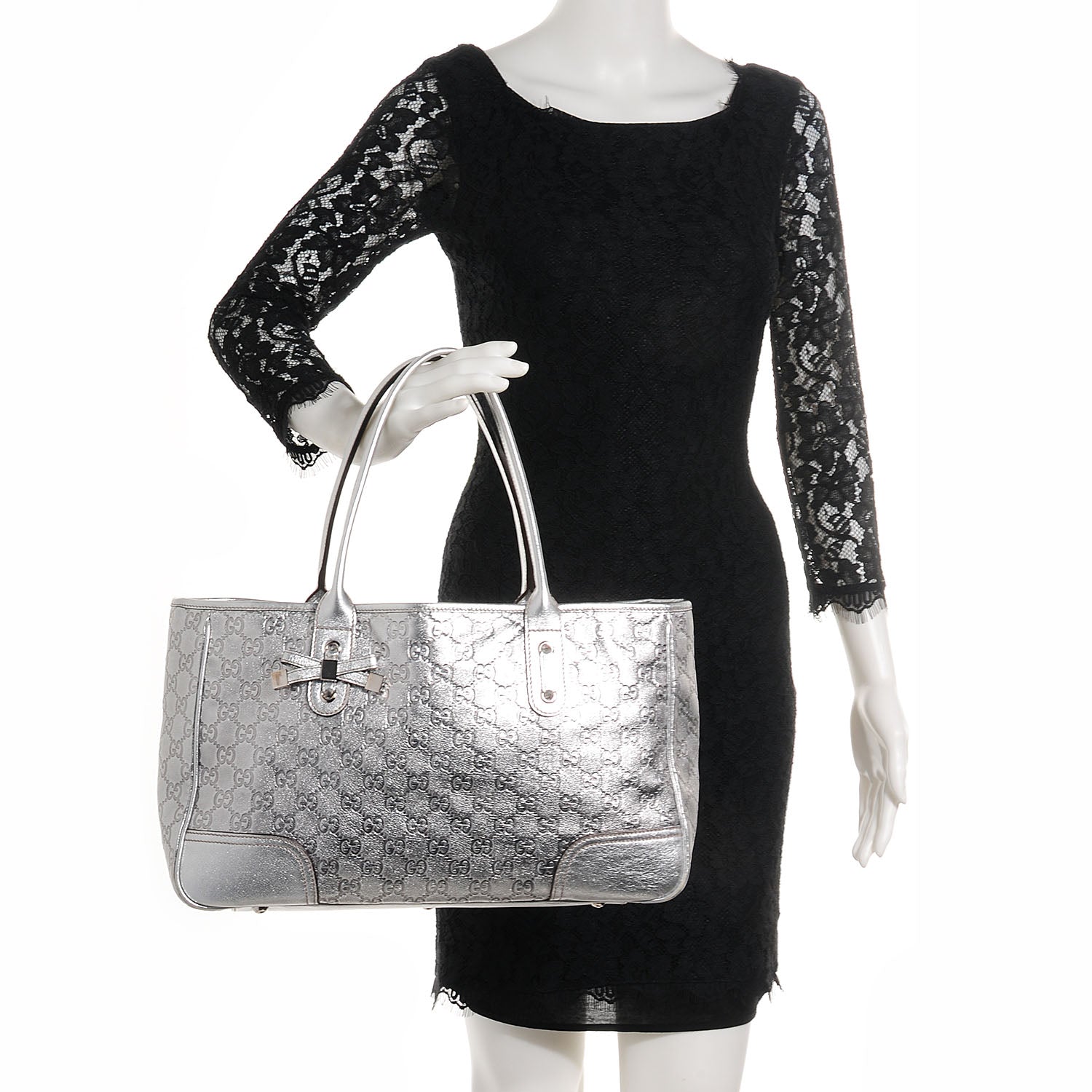 Gucci Guccissima Medium Princy Tote Silver 2 of 17