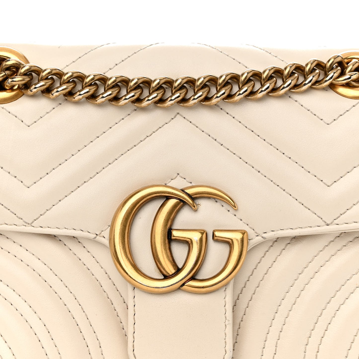 Calfskin Matelasse Mini GG Marmont Shoulder Bag White