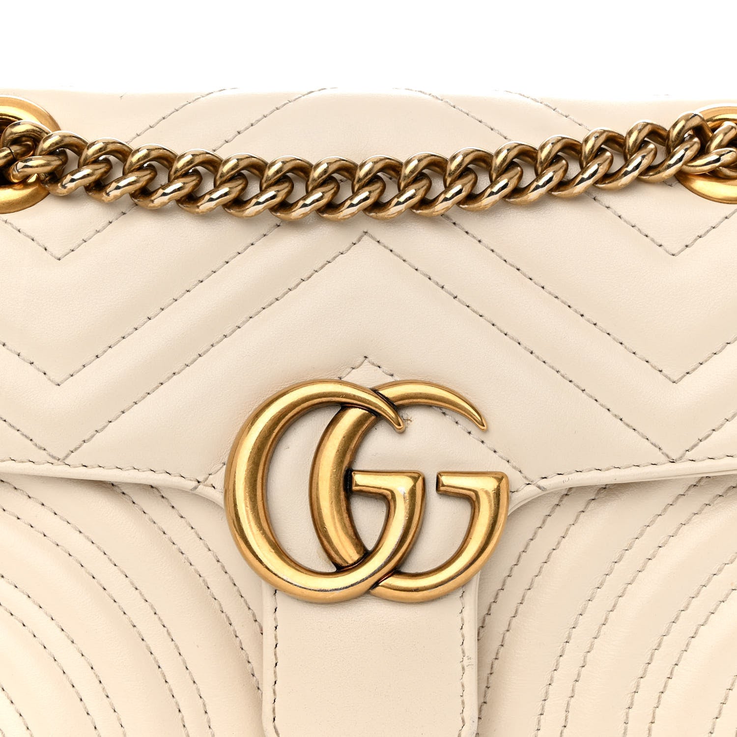 Gucci Calfskin Matelasse Mini GG Marmont Shoulder Bag White 8 of 17