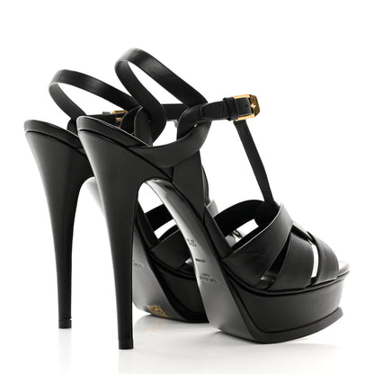 Saint Laurent Calfskin Tribute 105 Platform Sandals 37.5 Black 4 of 8