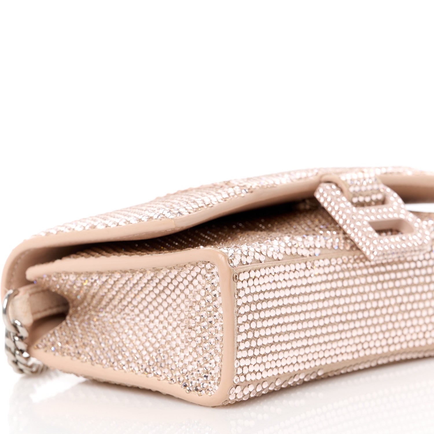 Balenciaga Strass Suede Crystal Hourglass Chain Bag Rose Gold 9 of 11